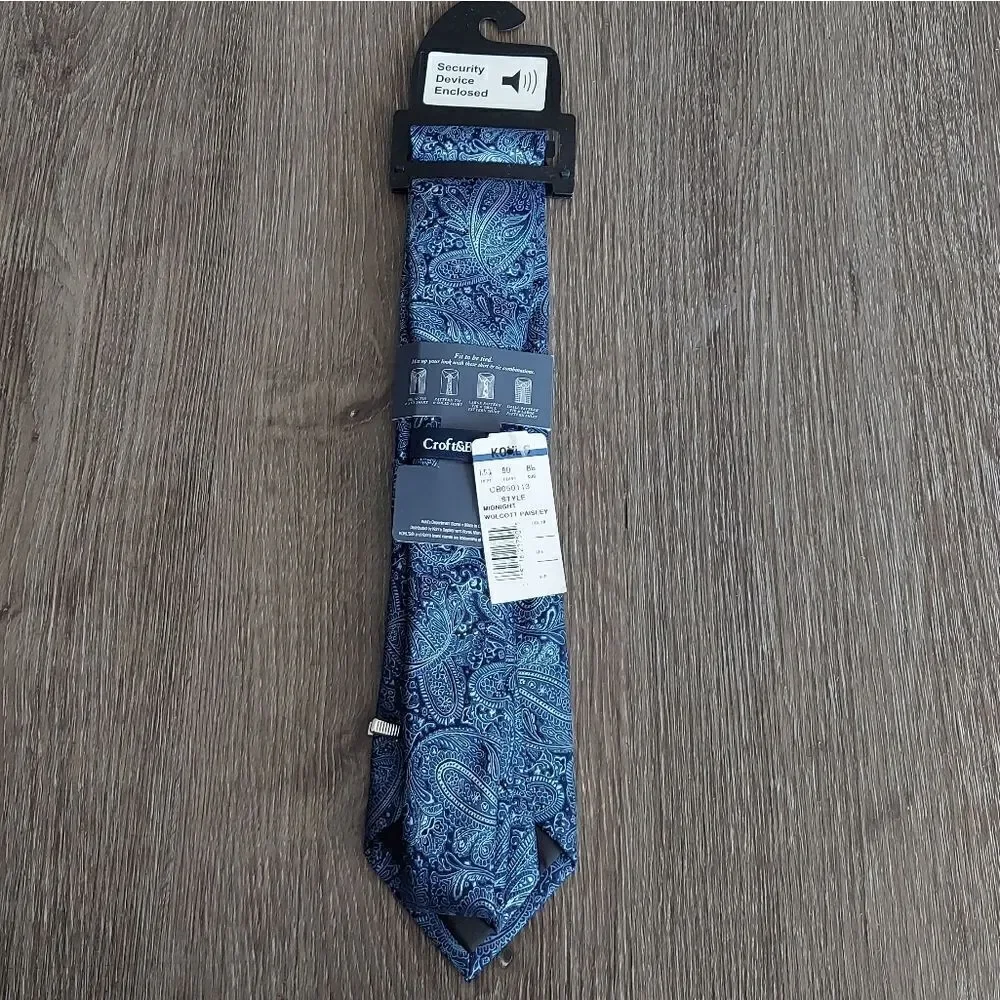 NEW Croft & Barrow Wolcott Paisley Midnight Blue Silk Blend Tie